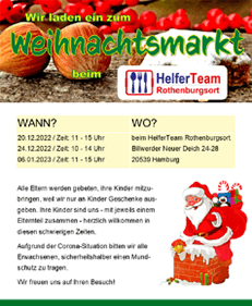 Bürger helfen Bürgern e.V. Hamburg lädt ein zum Weihnachtsmarkt beim HelferTeam Rothenburgsort