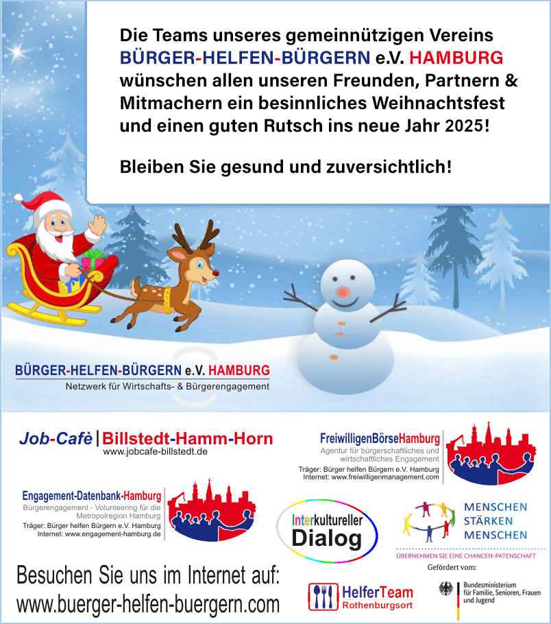 Weihnachtsgruß Bürger helfen Bürgern e.V. Hamburg